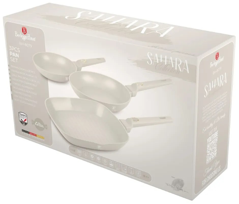 Set 3 tigai Sahara Collection Berlinger Haus BH 8079, antaiderente, strat titan, crem