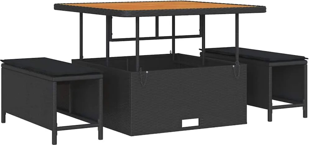 vidaXL Set de masă pentru grădină Negru poliratan