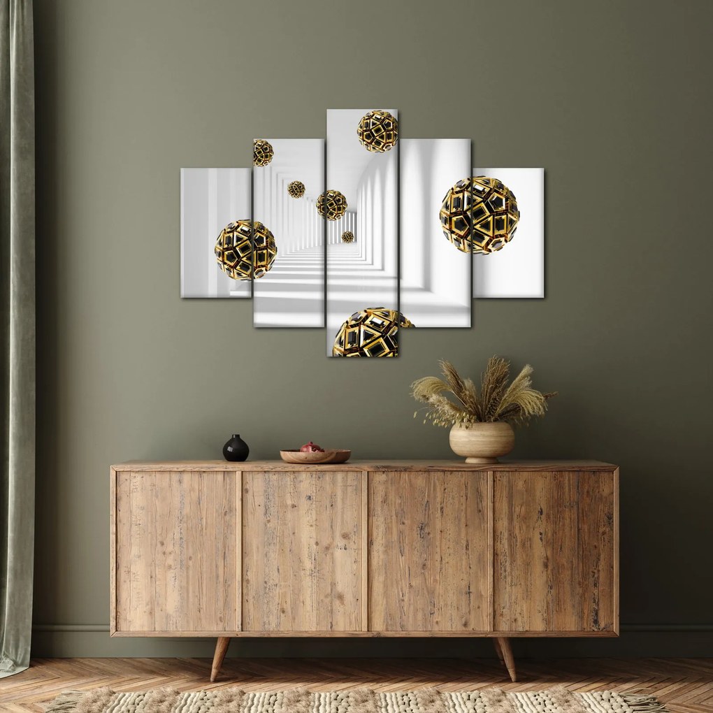 Tablou abstract cu mingi de fotbal (150x105 cm)