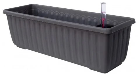 Ghiveci cu sistem auto-udare gri antracit, lungime 100 cm Siesta - Plastia