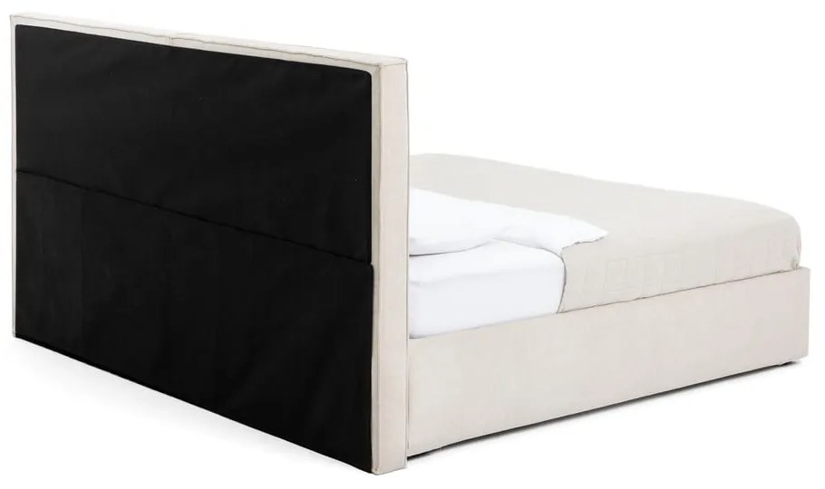 Pat matrimonial bej tapițat cu spațiu de depozitare cu somieră 180x200 cm Thessa Bold Line – Bonami Selection