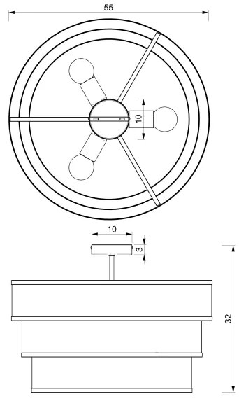 Lustră aplicată GLUM 3xE27/60W/230V neagră