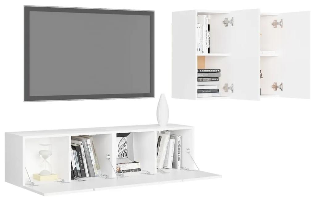 Set dulapuri TV, 4 piese, alb, PAL Alb, 60 x 30 x 30 cm, 4