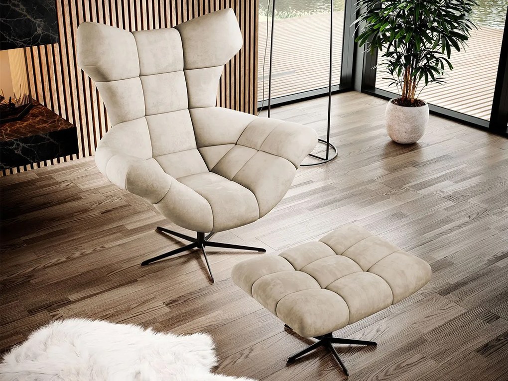 Fotoliu cu Taburete Hellen (crem). Promo -17%. 1070156