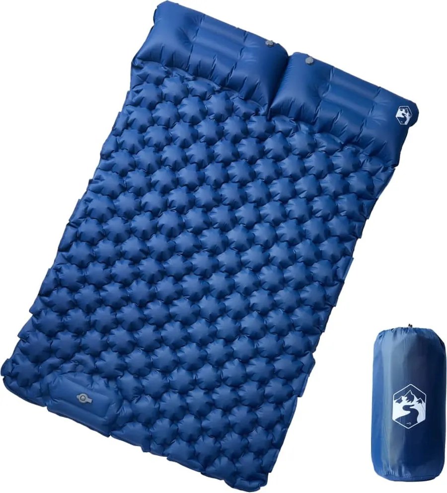 vidaXL Saltea de camping cu perne cu autoumflare 2 persoane, bleumarin