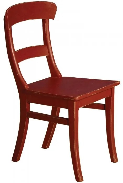 Scaun dining, rosu, din lemn masiv de fag, aspect rustic, Country Chic