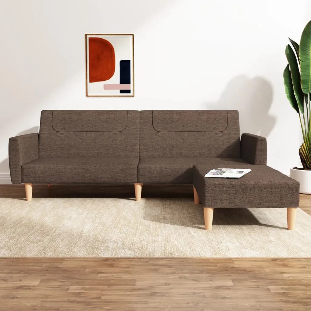 3080597 vidaXL Canapea extensibilă cu taburet, 2 locuri, gri taupe, textil