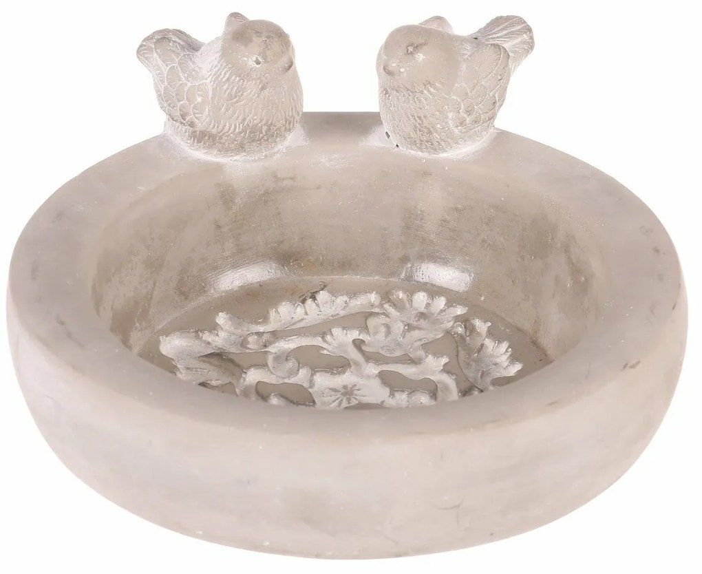 Alimentator pentru păsări din beton Cerc, gri , 25x 22 x 12 cm