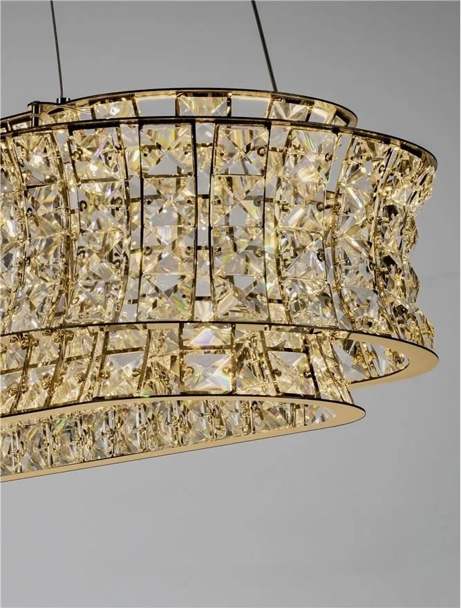 Lustra suspendata LED auriu, cristale sticla CELYSIA 100x30cm