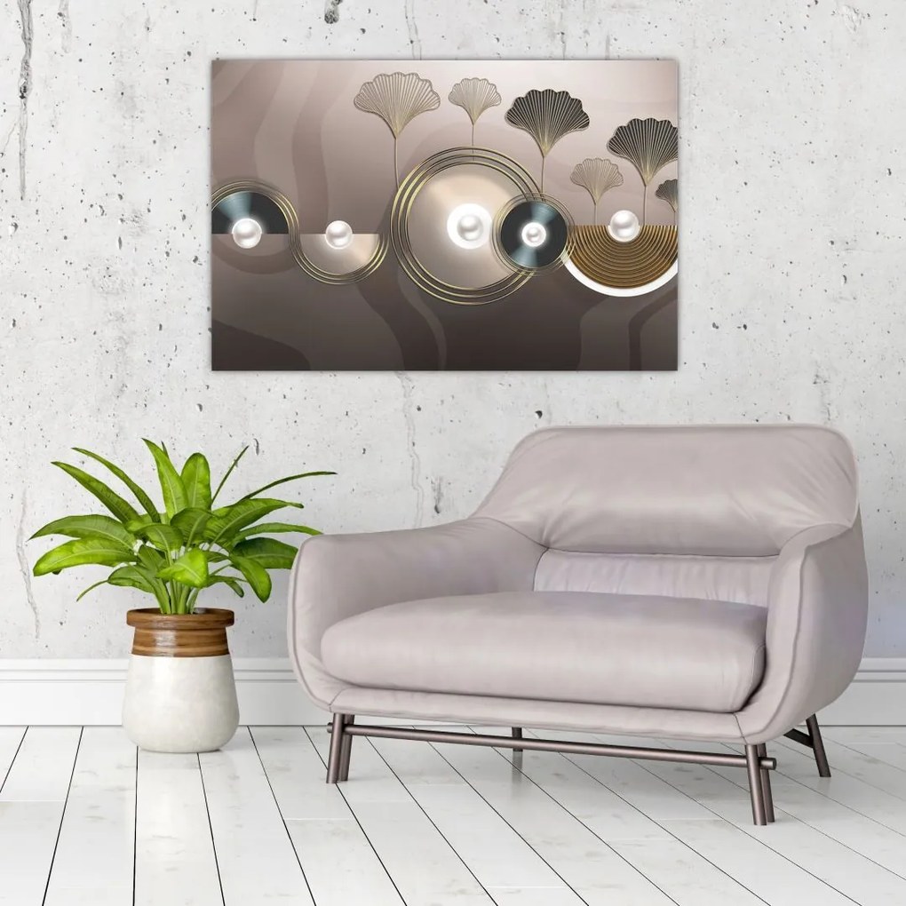 Tablou - Abstract maro-auriu (90x60 cm)