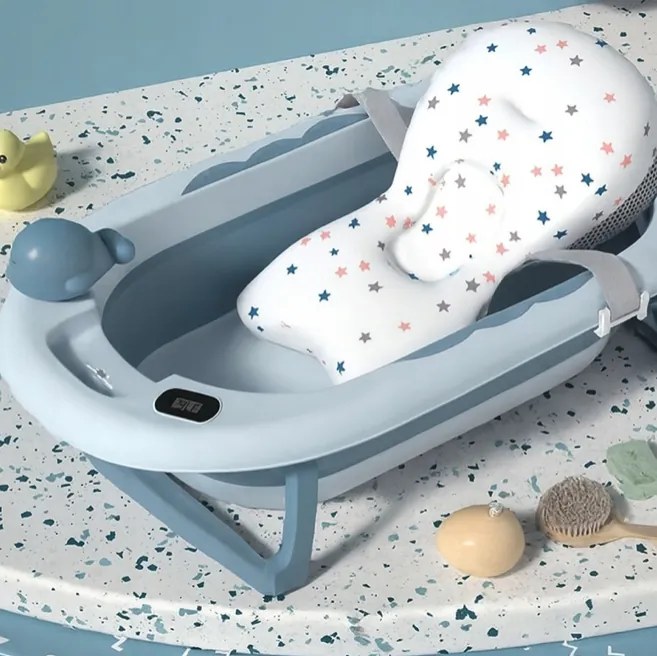 Cada de baie pliabilă pentru copii VAIANA PREMIUM cu pernă - mai multe culori Gri