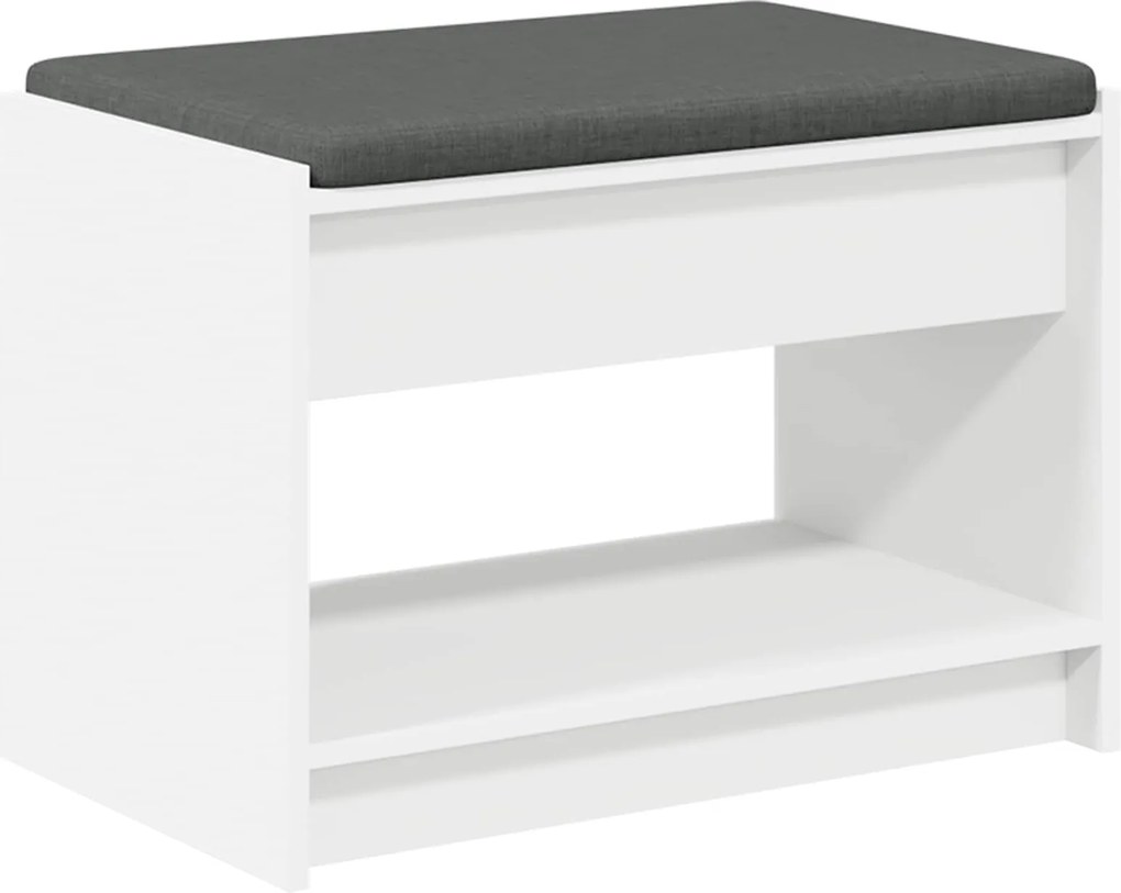 vidaXL Bancă pentru hol cu pernă cu raft Alb 63 x 38 x 45 cm