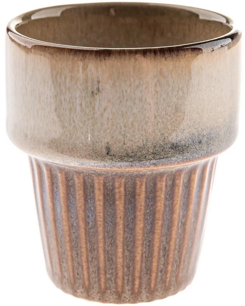 Set de 4 căni ceramice Rustik 100 ml, maro deschis