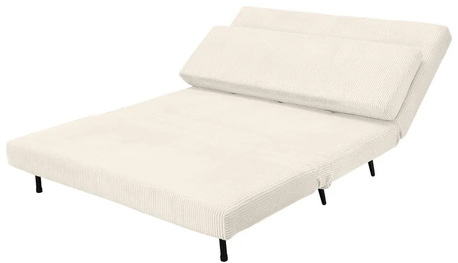 Canapea crem extensibilă cu tapițerie din catifea reiată 140 cm Mallory – Støraa