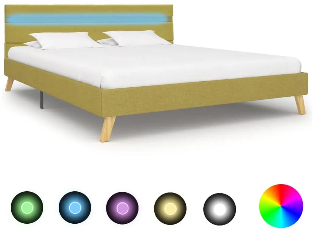284861 vidaXL Cadru de pat cu LED-uri, verde, 140 x 200 cm, material textil