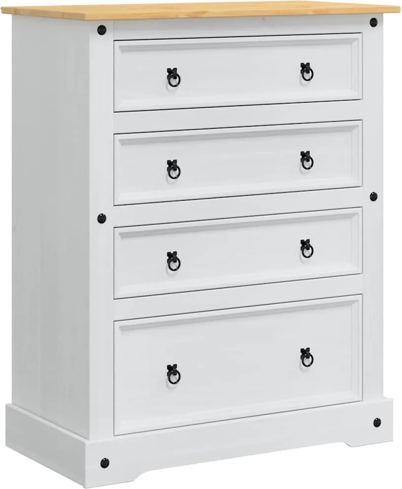 vidaXL Cufere de Depozitare cu sertar Corona Alb 92 x 48 x 114 cm