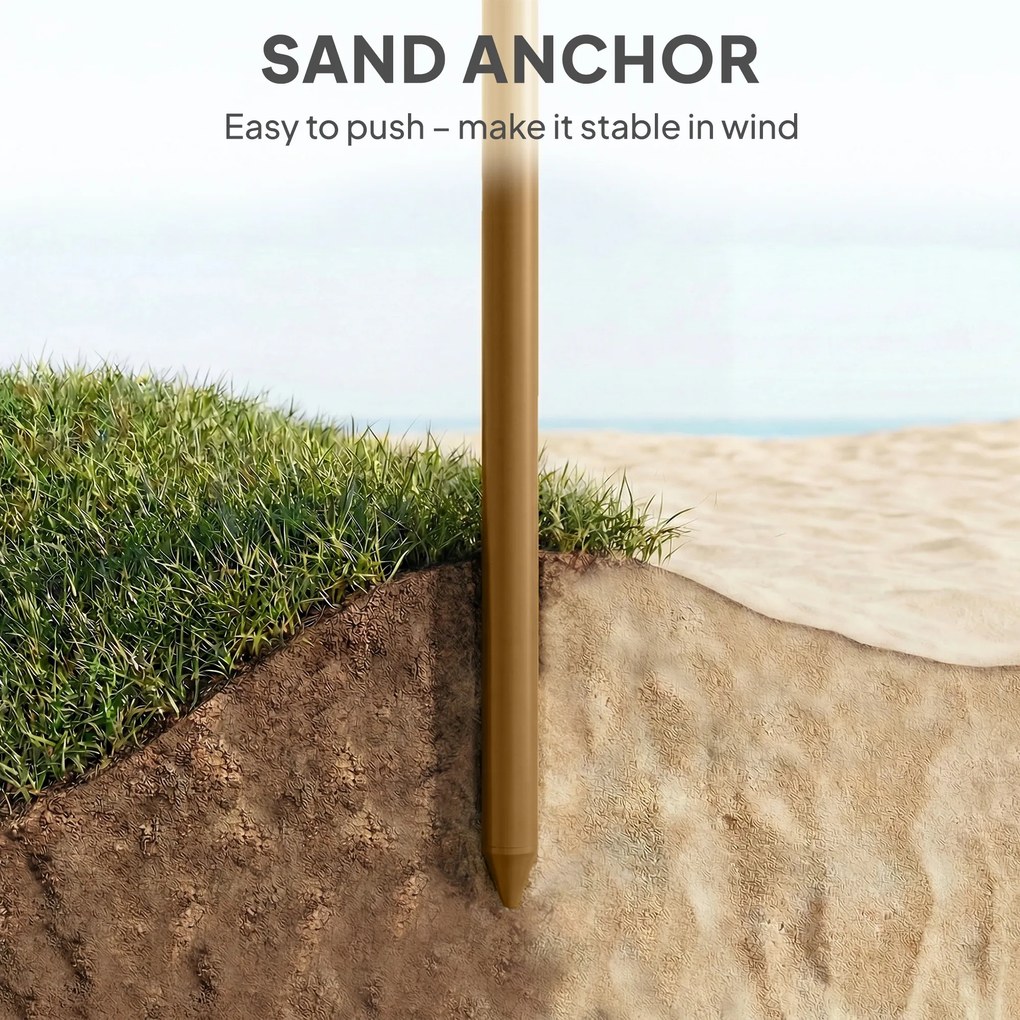 Outsunny Umbrelă de plajă cu franjuri din paie Ø178 cm cu înclinare înălțime reglabilă UV50+ husă de transport Maro Deschis | Aosom Romania