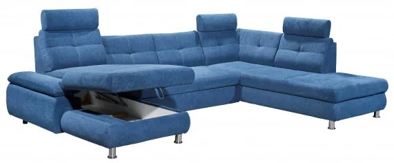 Coltar Extensibil U Bala, Dreapta, Cu Lada, Albastru, 88 x 233 x 349 Cm