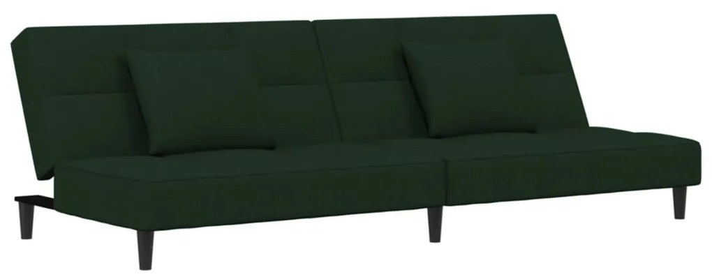 375809 vidaXL Canapea extensibilă cu 2 locuri, 2 perne, verde închis catifea