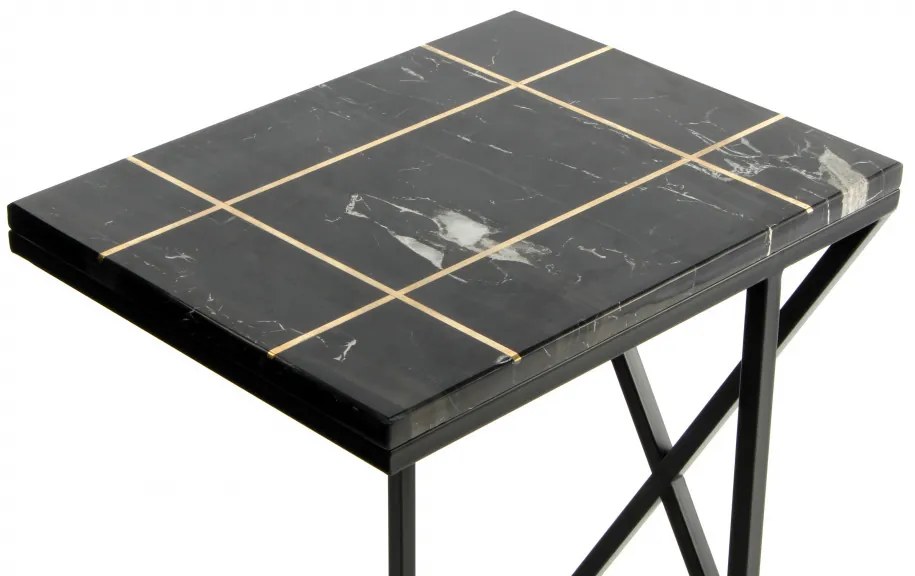 Masuta de cafea patrata din marmura Louis neagra