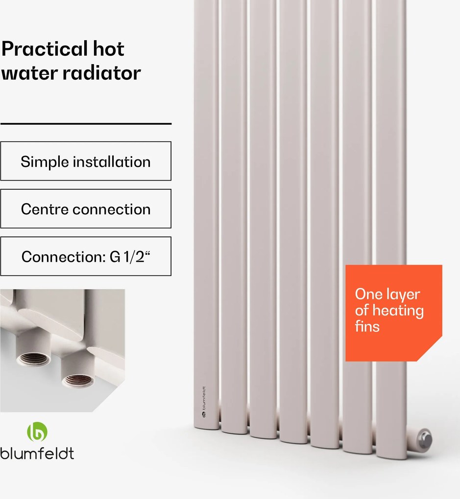 Blumfeldt Tallheo, 41 x 180, radiator, radiator de baie, radiator tubular, 691 W, apă caldă, 1/2