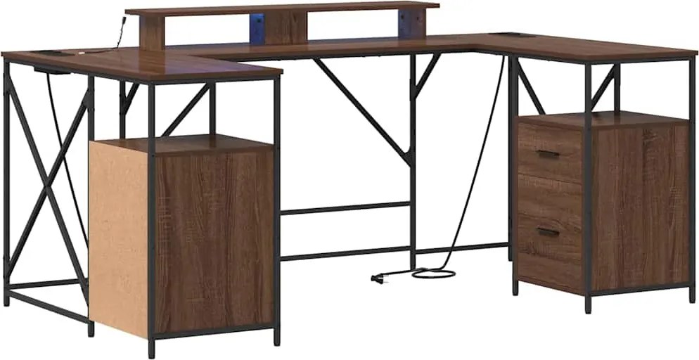 vidaXL Birou cu sertar Stejar închis 182 x 101 x 87,5 cm Lemn compozit