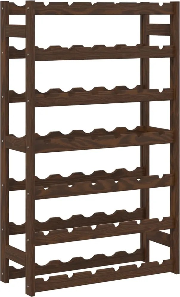 vidaXL Suport sticle de vin, 42 sticle, maro, lemn masiv de pin