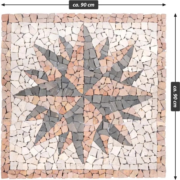 Mozaic din marmură, motiv Rosone Windrose, 90 x 90 cm