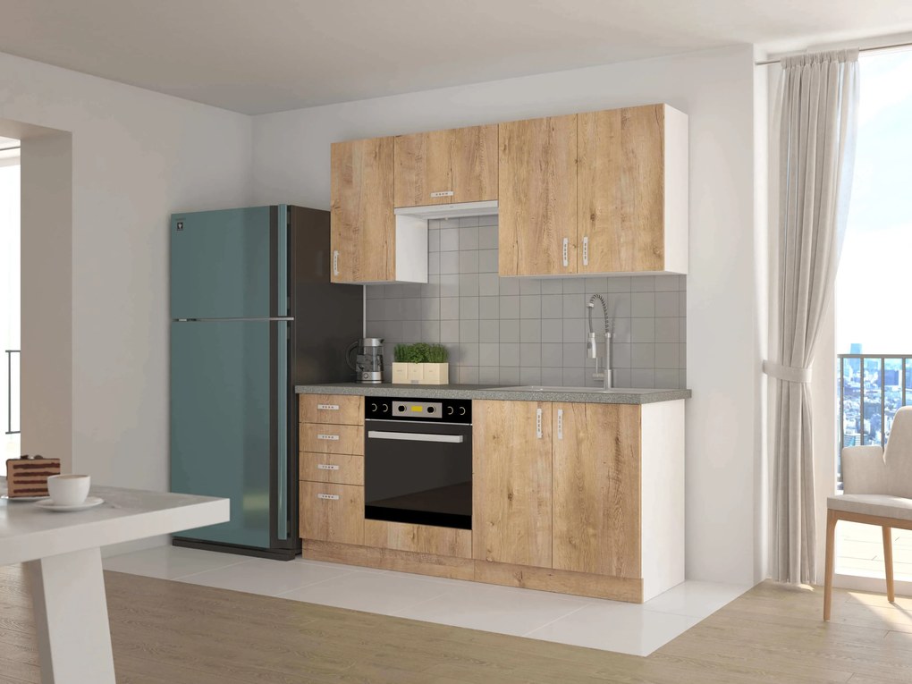 Dulap de bucătărie pentru alimente Sylrona 60 DK 210 2F (alb + stejar lefkas). 1032943