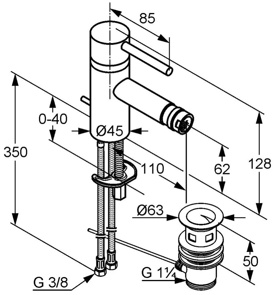 Baterie bideu Kludi Bozz, crom - 385330576