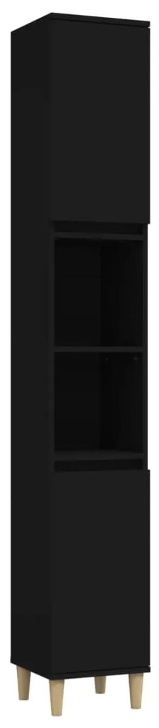 819789 vidaXL Dulap de baie, negru, 30x30x190 cm, lemn prelucrat