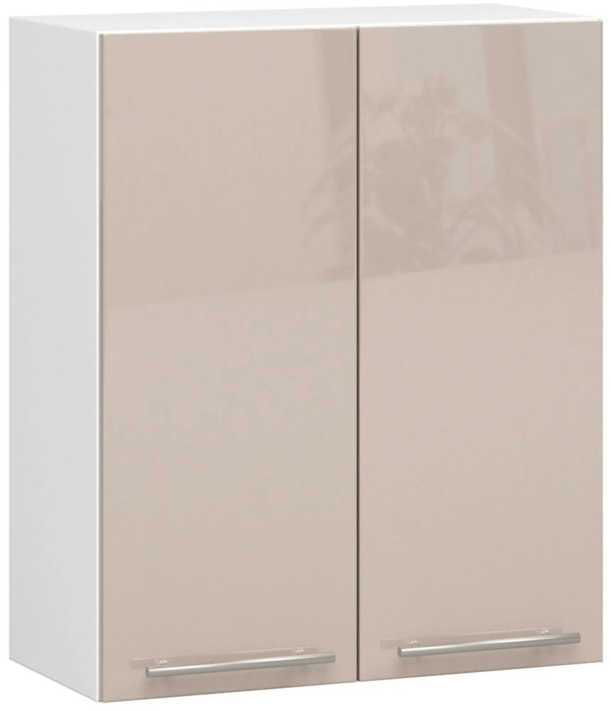 Dulap superior de bucătărie Ozara W60 H720 (alb + cappuccino lucios). 1071197