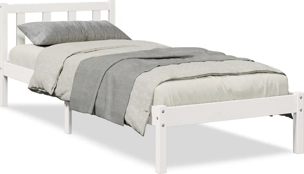 vidaXL Cadru pat foarte lung fără saltea alb 80x210 cm lemn masiv pin