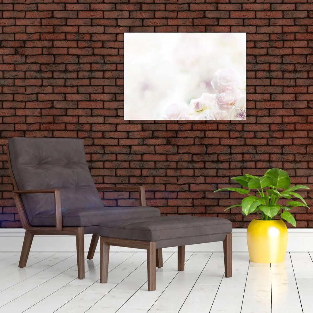 Tablou pe sticlă cu flori fragede (70x50 cm)