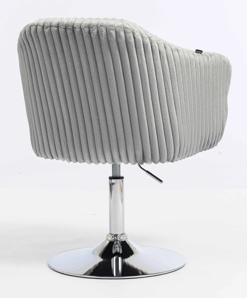 HR832N Scaun Gri Teddy Cord cu Bază Cromata