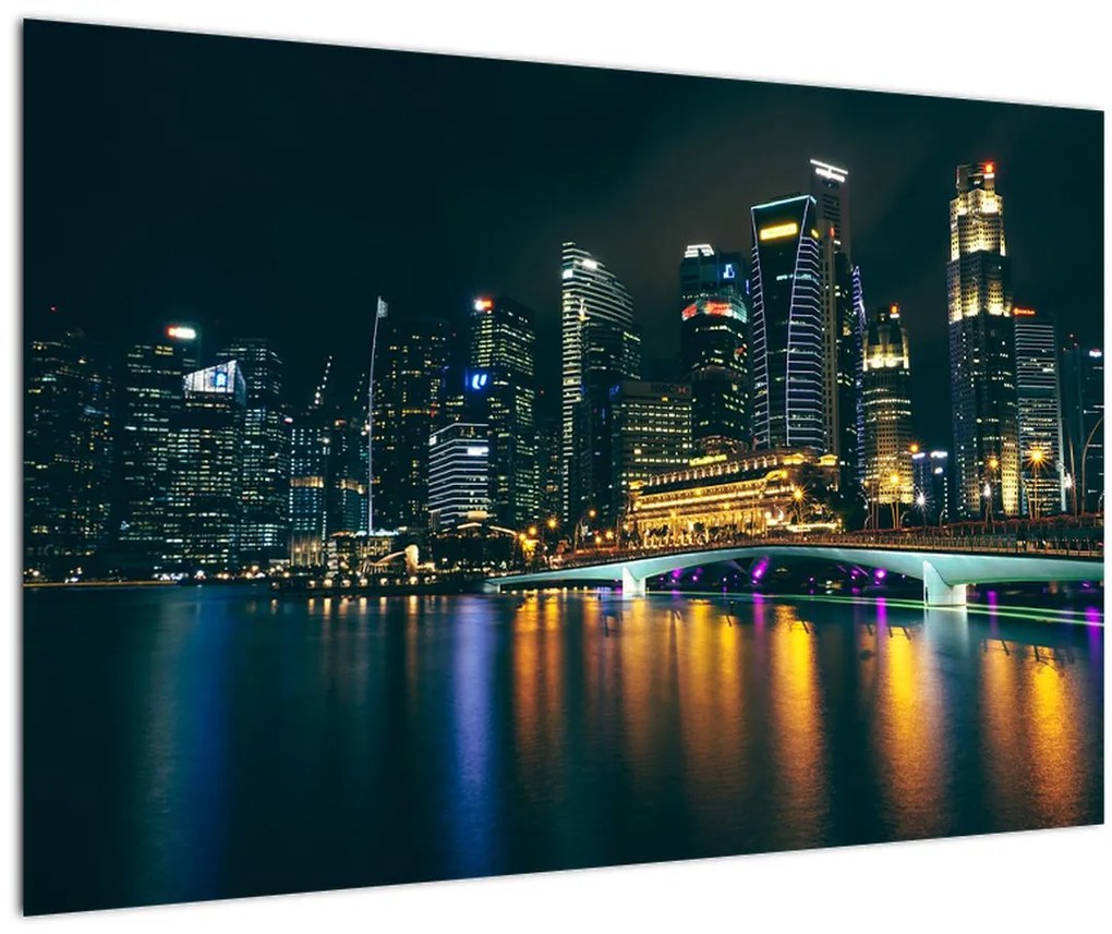 Tablou - Singapore noaptea (90x60 cm)