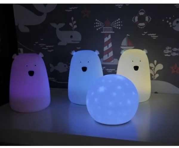 Lampă LED RGB pentru copii BEAR, tactilă, 0,8W, 5V, roz + USB
