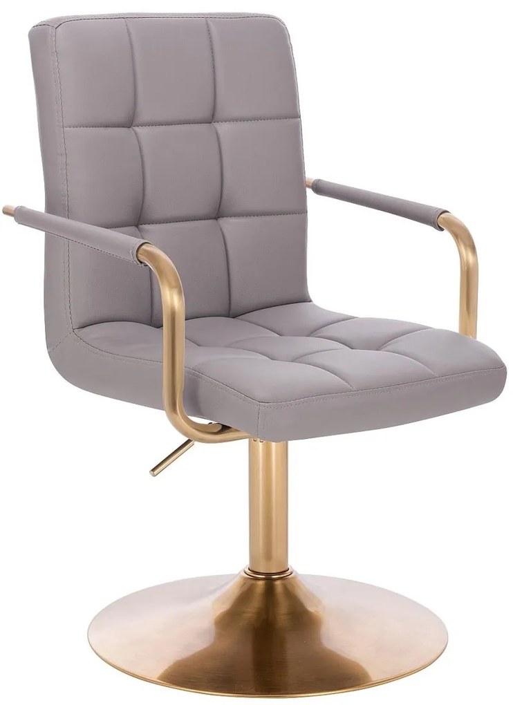 HC1015NP Scaun Gri Piele Ecologica Bază Aurie