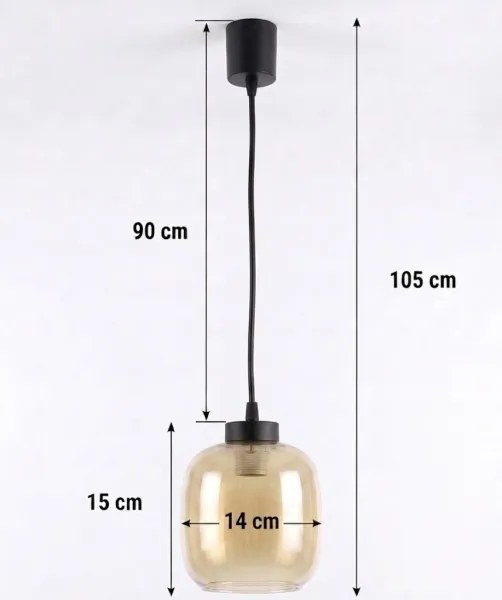 Brilagi - Pendul LED pe cablu R GLASS 1xE27/60W/230V Ø 14 cm negru/maro fumuriu