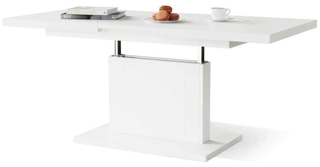 Mazzoni ORION Alb Mat - MĂSUȚĂ DE CAFEA EXTENSIBILĂ MODERNĂ