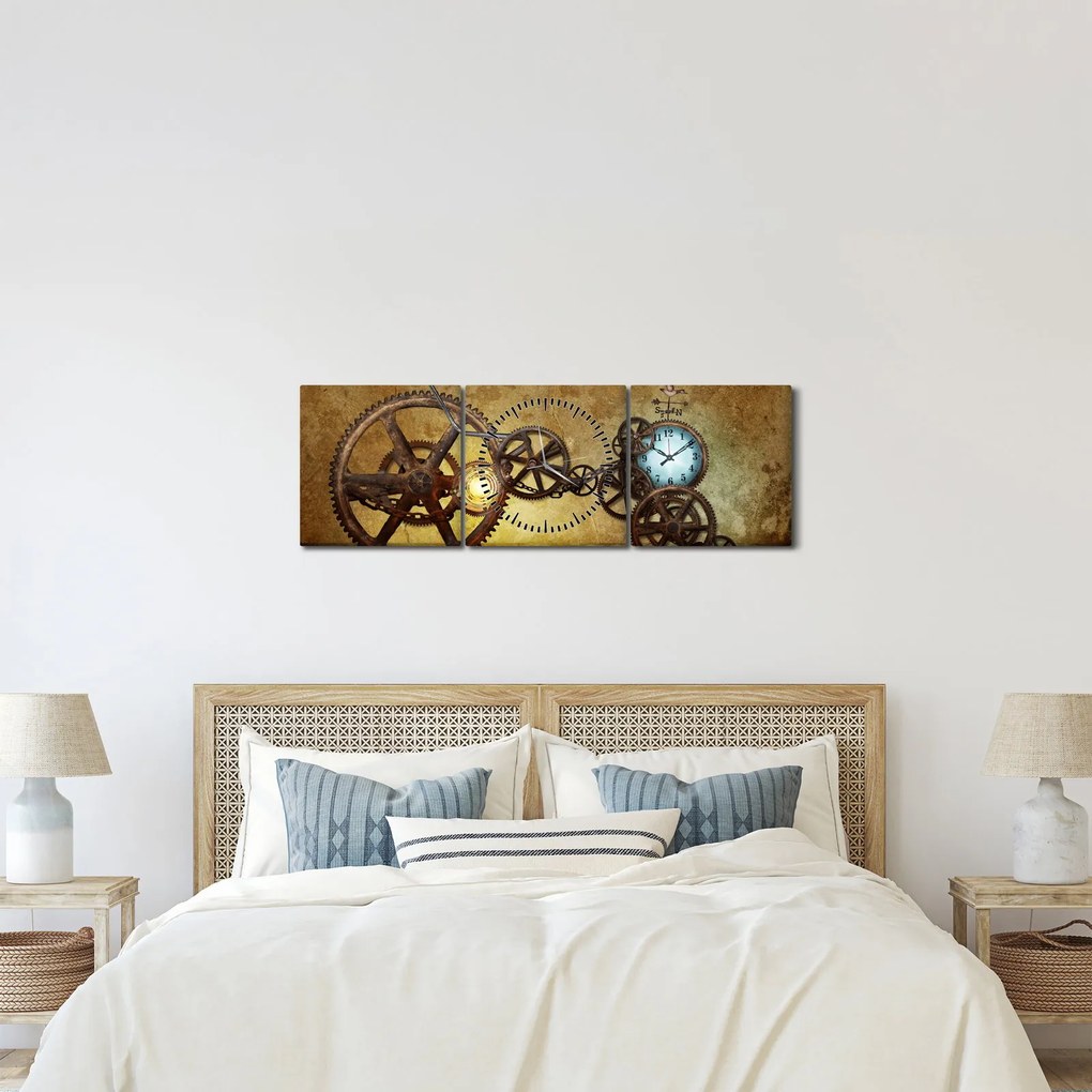 Tablou cu aparatele istorice ale ceasurilor (cu ceas) (90x30 cm)