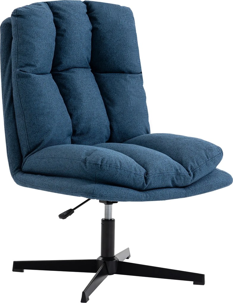 HOMCOM Fotoliu de salon rotativ 360° Înălțime reglabilă Șezut lat Tapițerie din in Bază metalică Albastru închis | Aosom Romania