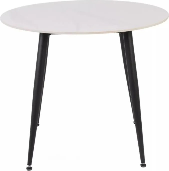 Masa rotunda de dining RION 90 cm cu blat din ceramica, marmura alba