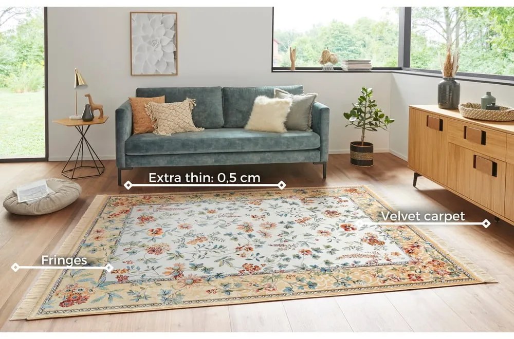 Covor bej din viscoză 95x140 cm Oriental – Nouristan