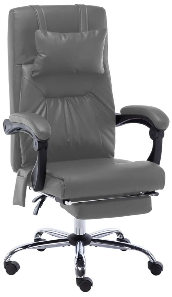 vidaXL Scaun de birou cu masaj, antracit, piele ecologică