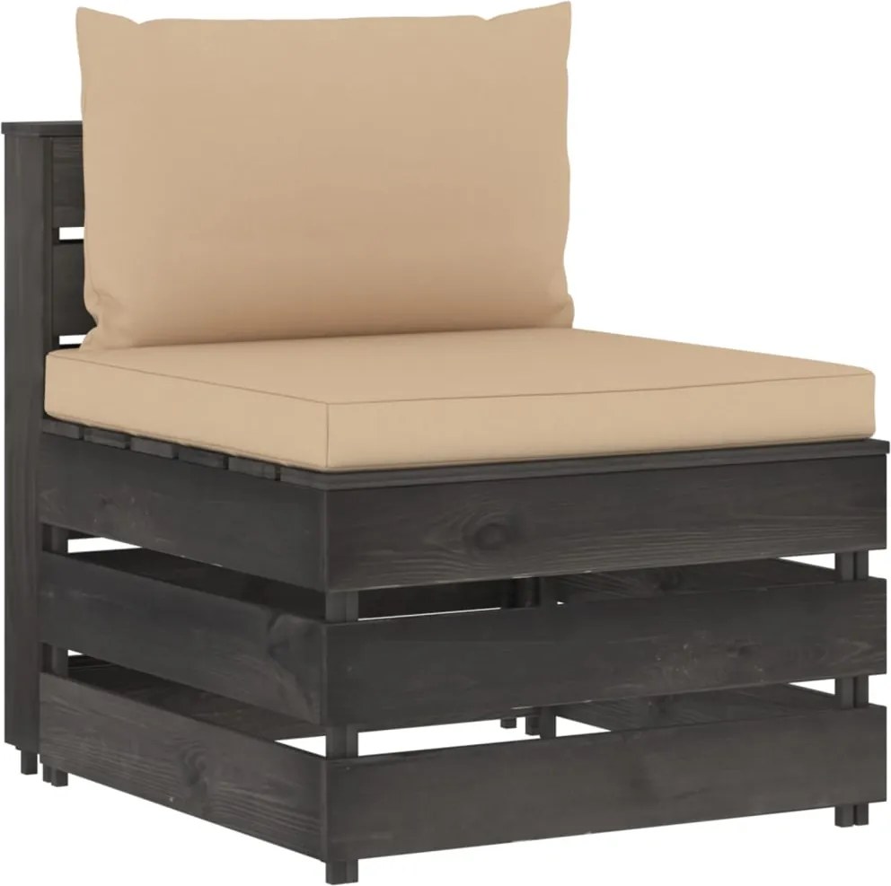 vidaXL Canapea de mijloc modulară cu perne, gri, lemn impregnat