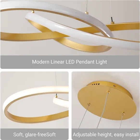 Brilagi - Lustră LED reglabilă suspendată pe cablu INFINITY LED/80W/230V 80x80 cm aurie + telecomandă