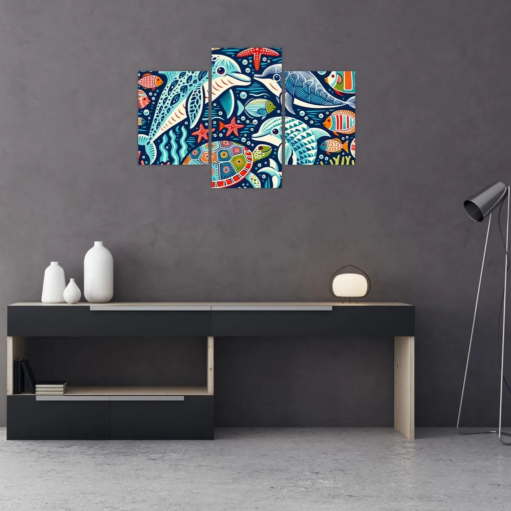 Tablou – Animale acvatice desenate (90x60 cm)