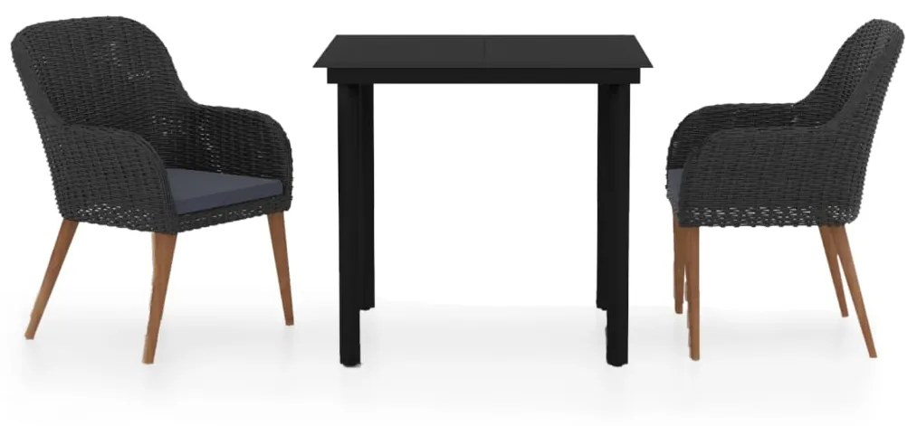 3099505 vidaXL Set mobilier de grădină cu perne, 3 piese, negru