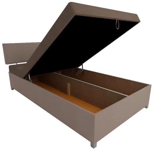 Pat tapițat DALLAS 108 x 205 cm, reglabil, cu spațiu de depozitare, maro/maro închis